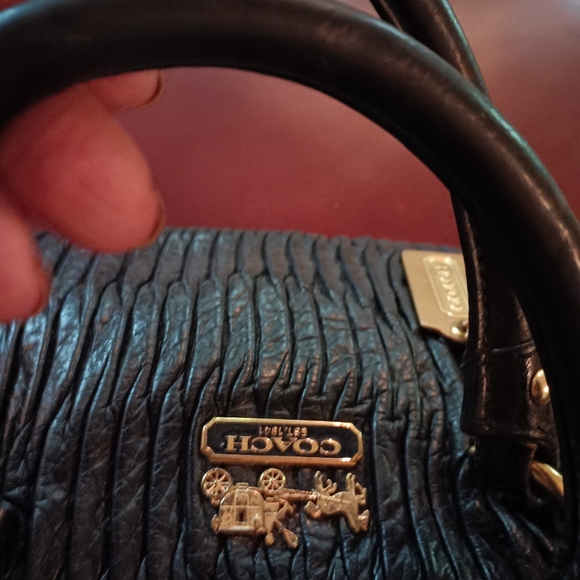Coach Black Satchel with Gold Hardware and Textured Leather - Picture 4 of 10